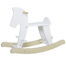 Rocking Horse, Traditional Wooden Toy, Perfect Christmas Birthday Gift, Timeless Memorable, White, for 3-6 Years