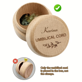 Newborn umbilical cord keepsake box, wooden carved decoration, baby memorial storage box, perfect gift for baptism or celebrating a birth