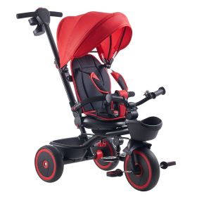 Toddler Tricycle & Stroller for 1-5 Year Old, 6-in-1 Kids Trike with Parent Push Handle, Canopy, Adjustable Seat and Storage, Tricycle for Toddle