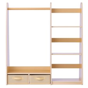 Kids Dress Up Storage, with Mirror, Dress Up Closet, Toddler Wardrobe Closet for Little Girls, Armoire with Shelves & Bottom Tray, Costume Organi