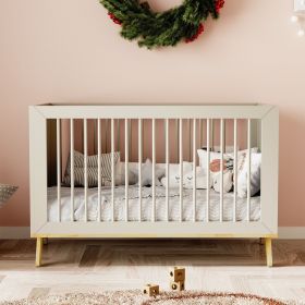 4-in-1 Convertible Crib, Wooden Baby Crib Bed, Crib Converts to Toddler Bed Daybed and Desk, Baby Furniture, Grey