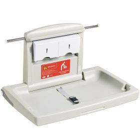 Wall-Mounted Baby Changing Station, Horizontal Foldable Diaper Change Table with Safety Straps and Hanging Rods, Use in Commercial Bathrooms