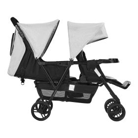 Double Stroller, Foldable Lightweight Twin Stroller with Tandem Seating, Adjustable Backrest/Footrest, Wrap-Around Safety Harness
