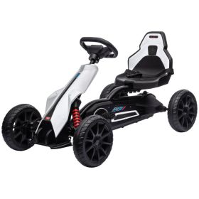 Kids Pedal Go Kart W/ Adjustable Seat, Swing Axle, White (Option: White-750x530x340 mm)