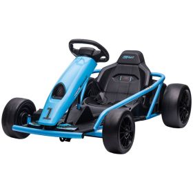 24V Electric Go Kart for Kids, Drift Ride-On Racing Go Kart with 2 Speeds, for Boys Girls Aged 8-12 Years Old, Blue (Option: Blue-1165x580x300 mm)