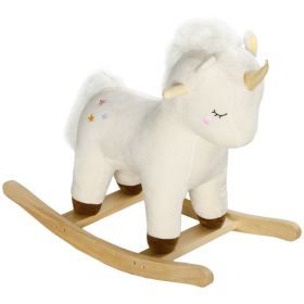 Kids Rocking Horse, Ride on Unicorn with Realistic Sounds & Wooden Base for Years 2-4, White (Option: White-640x350x530 mm)