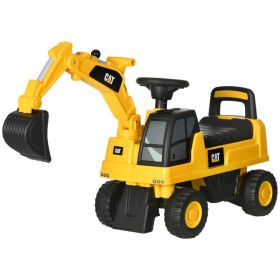 Kids Excavator Ride on Toy CAT Licensed with Manual Shovel, Horn, Hidden Storage for 18-36 Months, Yellow (Option: Yellow-540x380x300 mm)