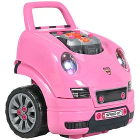 Mechanic Kids Truck Engine Toy Set, Car Service Play Set, Pink (Option: Pink-450x420x360 mm)
