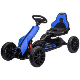 Kids Pedal Go Kart W/ Adjustable Seat, Swing Axle, Blue (Option: Blue-750x530x340 mm)