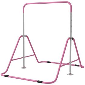 Folding Gymnastics Bar for Kids, Adjustable Height, Bubble Gum Pink (Option: Pink-1075x350x130 mm)