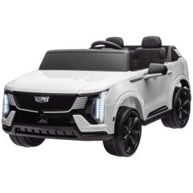 2-Seater 12V 10AH Ride on Truck, Cadillac Escalade Licensed Electric Car for Kids w/ Spring Suspension Wheels, White (Option: White-1170x690x330 mm)