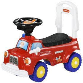 Toddler Ride on Fire Truck with Music, Horn, Under Seat Storage, for Kids 18-36 Months, Red (Option: Red-495x240x275 mm)