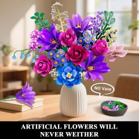 Flowers Bouquet Building Set With LED Light, 21 Flower Botanical Block Toy, Rose Home Plant Decor 1054PCS, For Her Adults Women Mom Kids Girls (Option: 1054pcs)