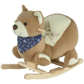 Baby Rocking Horse with Lullaby, Ride On Horse, Bear Themed Plush Animal Rocker with Pedals for Ages 18-36 Months, Easy to Assemble (Option: Brown-600x330x450 mm)