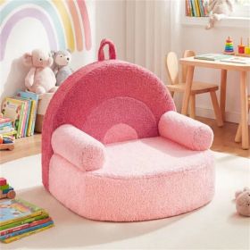 Pink Kids Sofa, Soft Teddy Fleece Foam Couch With Carry Handle & Removable Machine-Washable Cover (Option: Defaulttitle)