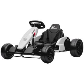 24V Electric Go Kart with Dual 150W Motors, Adjustable Seat & 11.2MPH High Speed, Slow Start, 5-Point Harness, White (Option: White-1160x580x320 mm)