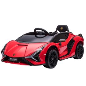 12V Lamborghini SIAN Licensed Electric Car for kids with Remote Control, Horn, Music, & Headlights, Red (Option: Red-1100x580x320 mm)