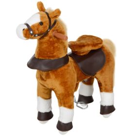 Ride on Horse, Walking Horse Toy, Kids Riding Pony w/ Wheels & Neighing Sounds for 3-5 Years, up to 132 Pounds (Option: Brown-480x290x500 mm)