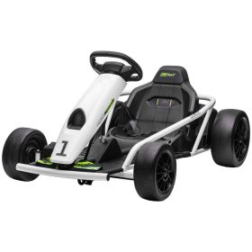 24V Electric Go Kart for Kids, Drift Ride-On Racing Go Kart with 2 Speeds, for Boys Girls Aged 8-12 Years Old, White (Option: White-1165x580x300 mm)
