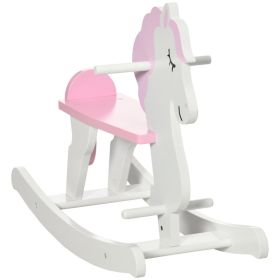 Little Wooden Rocking Horse Toy for Kids' Imaginative Play, Children's Small Baby Rocking Horse Ride-on Toy for Toddlers 1-3, Pink and White (Option: Pink-760x315x90 mm)