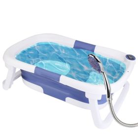 1Pc Baby Bath Tub With Thermometer Collapsible Travel Friendly 0 To 24Months Baby Bathtub With Drain Hole For Newborn Infant Toddler Odorless Tox (Option: Bathtub)