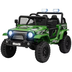 12V Ride on Car, Ride on Truck w/ Remote, 4 Suspension Wheels, 3 MPH Max Speed, Music, Horn & Lights, Green (Option: Green-1060x625x320 mm)