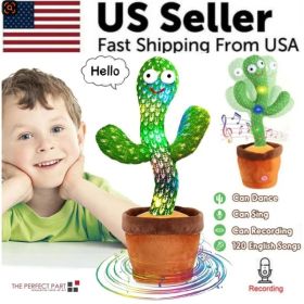 Dancing Cactus Plush Toy Doll Electronic Recording Shake With Song Funny Gift US (Option: Green)