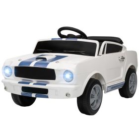 Licensed Ford Shelby GT 350 Kids Ride On Car with Remote Control, Adjustable Speed, MP3, Smooth Start, LED Lights, White (Option: White-980x515x250 mm)