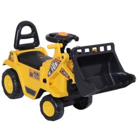 3 in 1 Ride On Toy Bulldozer Digger Tractor Pulling Cart Pretend Play Construction Truck (Option: Yellow-620x300x360 mm)