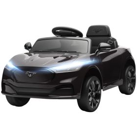 12V Kids Ride On Car, Licensed Ford Mustang Mach-E Electric Car with Remote Control, LED Light, Music, Black (Option: Black-920x500x270 mm)