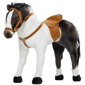 Ride on Horse for Toddlers 3-8 Years Old, Stuffed Animal Horse Toy with Neighing Sound, Brown (Option: Brown-770x280x620 mm)