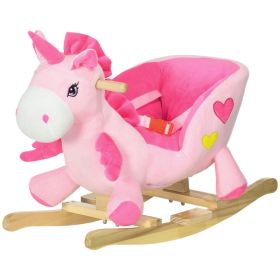 Baby Rocking Horse Ride On Unicorn with 32 Songs, Seatbelt, Pink (Option: Pink-650x350x450 mm)