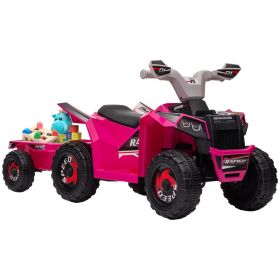 6V Electric Toy Car with Back Trailer, Forward Backward, Wear-Resistant Wheels for Ages 18-36 Months, Pink (Option: Pink-765x380x305 mm)
