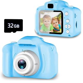 Children's Digital Camera Can Take Pictures And Read Cards Small Student Portable Toy Camera Girl Birthday Gift Christmas; Kids Digital Camera wi (Color: Blue)