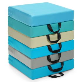 6 Pieces 15 Inch Square Toddler Floor Cushions Set with Handles (Color: Blue)