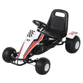 Pedal Go Kart Children Ride on Car Racing Style with Adjustable Seat, Plastic Wheels, Handbrake and Shift Lever, White (Option: White-665x250x950 mm)