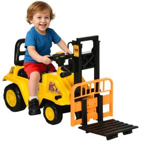 Sit and Scoot Ride-on Toy with Forklift Operation, Construction Toys for Kids with Under Seat Storage, Forklift Toy for 3-Year-Old Boys & Girls, (Option: Yellow-675x380x295 mm)