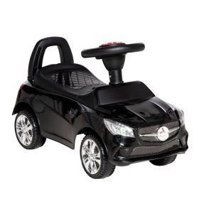 Kids Ride On Push Car, Foot-to-Floor Walking Sliding Toy Car for Toddler with Working Horn, Music, Headlights and Storage, Black (Option: Black-635x280x205 mm)