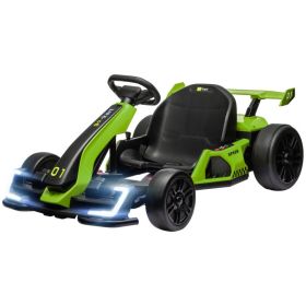24V 7.5 MPH Electric Go Kart with Adjustable Seat, Slow Start, Green (Option: Green-1010x640x330 mm)