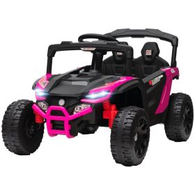 12V Kids Ride On Truck, Battery Powered Electric UTV Vehicle with Rear Suspension, Remote Control for 3-5 Years, Pink (Option: Pink-840x520x300 mm)