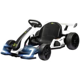 24V 7.5 MPH Electric Go Kart with Adjustable Seat, Slow Start, White (Option: White-1010x640x330 mm)