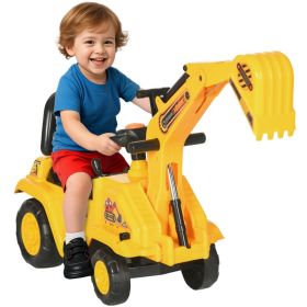 2 in 1 Ride On Toy Digger Digger Tractor Pulling Cart Pretend Play Construction Truck (Option: Yellow-615x295x345 mm)
