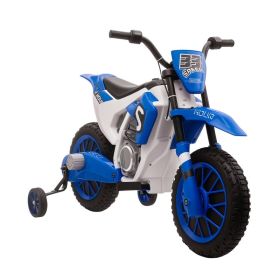 12V Kids Motorcycle w/ Treaded Tires, 5mph Top Speed Electric Bike for Kids, Ride On Motorcycle w/ Training Wheels, Battery Charger, Spring Suspe (Option: Blue-770x460x350 mm)
