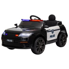 12V Kids Ride on Car w/ Remote Control, Siren, Light, Music, Spring Suspension, Horn & Transport Wheel, Black (Option: Black-1125x575x355 mm)